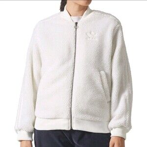 Adidas Originals Superstar Women's Sherpa Fleece Track jacket Large White BR5191